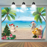 Lofaris Luau Palm Leaves Ocean Island Xmas In July Backdrop